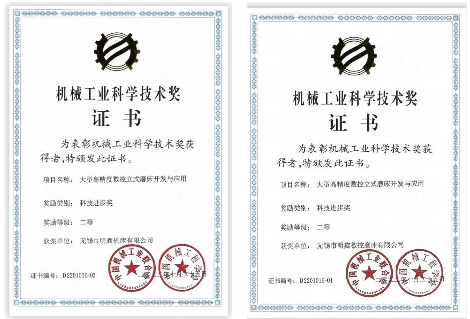 明鑫機床榮獲中國機械工業(yè)科學技術(shù)獎項